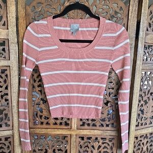 Soprano Pink and White Striped Long Sleeve Top